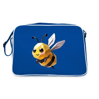 Süßes Bienen Hummel – Naturdesign Geometrisch - Retro Tasche - Blau/Weiß - Hinten