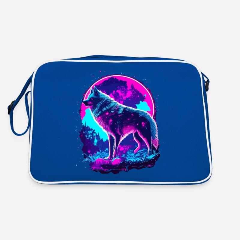 Wolf's Art Psychedelic Neon Synthwave Retro Bag