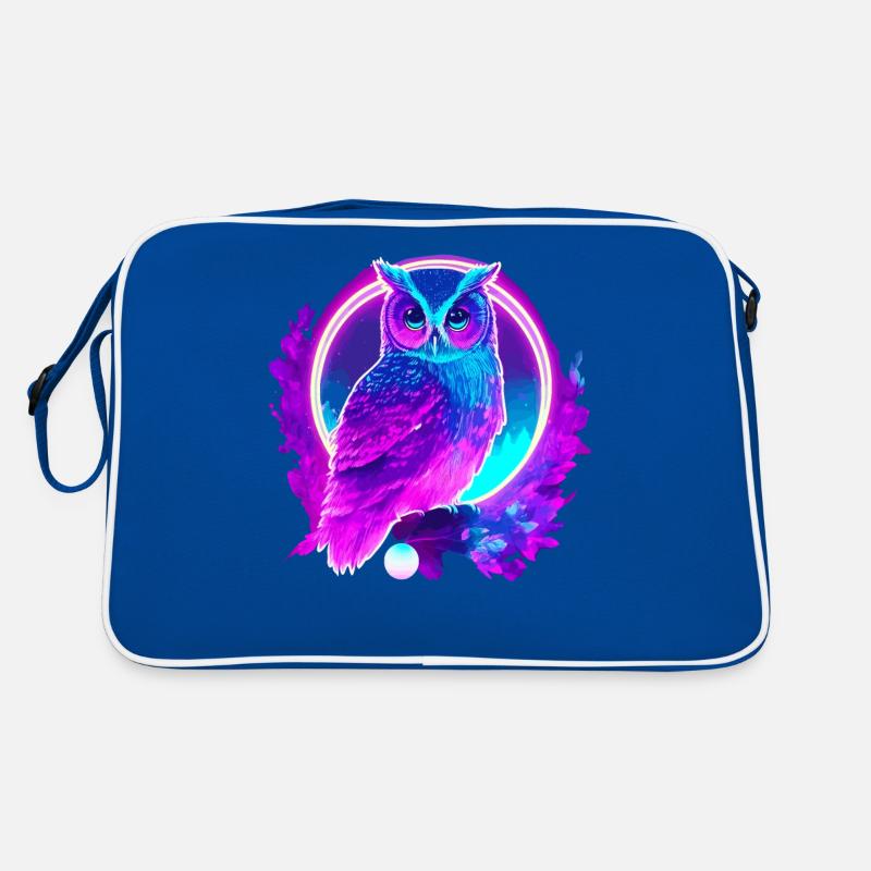 Eule Neon Moon Synthwave Retro Tasche