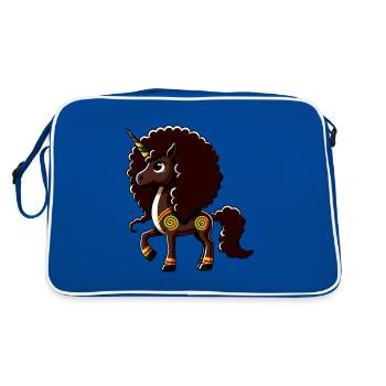 Mélanine Licorne Fille Noire Magie - Sac Retro - bleu/blanc - Dos