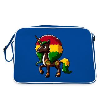 Mélanine Licorne Fille Noire Magie - Sac Retro - bleu/blanc - Dos