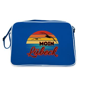 Moin Lübeck with seagull in retro style - Retro Bag - blue/white - Back