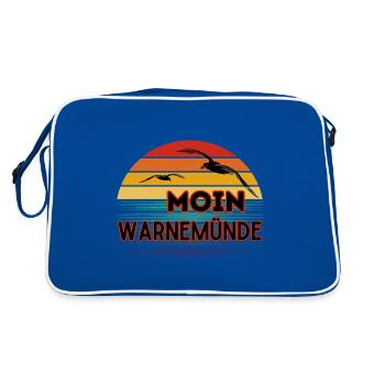 Moin Warnemünde avec mouette dans un style rétro - Sac Retro - bleu/blanc - Dos
