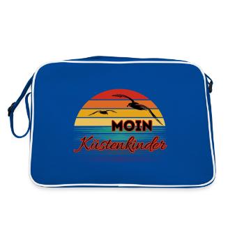 Bonjour les enfants côtiers avec la mouette dans le style rétro - Sac Retro - bleu/blanc - Dos