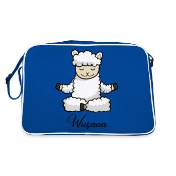 Auszeit Durchatmen Wusaaa schaaf - Retro Tasche - Blau/Weiß - Hinten