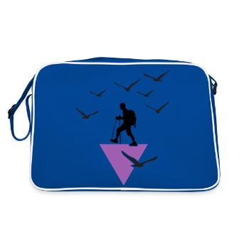 bergwandern servus gipfel alpin hochtour kraxeln - Retro Tasche - Blau/Weiß - Hinten