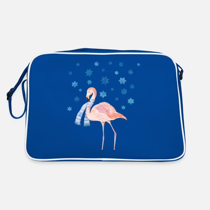 Flamingo in the snow Retro Bag