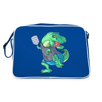 Pickleball Saurus Dinosaur T-Rex avec raquette - Sac Retro - bleu/blanc - Dos