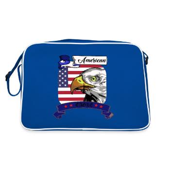 American Eagle, Amerika, Flagge mit Adler - Retro Tasche - Blau/Weiß - Hinten