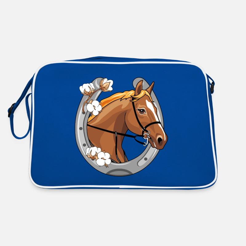 Tête de cheval avec une crinière rouge dans un cadre Sac Retro