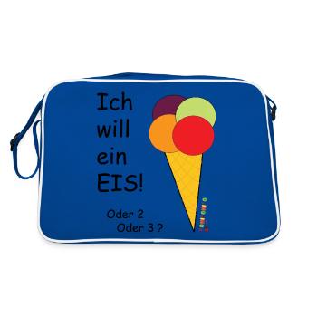 ich will ein eis - Retro Tasche - Blau/Weiß - Hinten