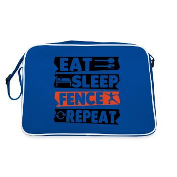 Eat Sleep Fence Repeat - Retro Tasche - Blau/Weiß - Hinten