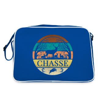 Hunting, hunting wild boar, roe deer, deer - Retro Bag - blue/white - Back