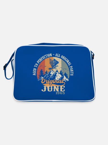 Juni 1965 Original - Aged To Perfection 1965 Juni - Retro Tasche - Blau/Weiß - Hinten