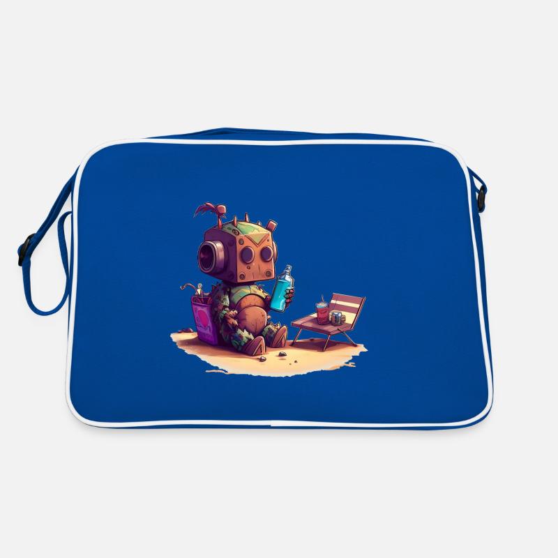 Petit robot mignon avec une bouteille d’eau et des collations 2 Sac Retro