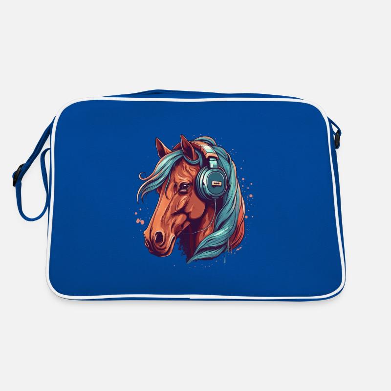 Idée passion chevaux cavalière aquarelle splash Sac Retro