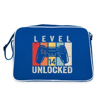 Level 14 Unlocked 14 Years Birthday Gift - Retro Bag - blue/white - Back