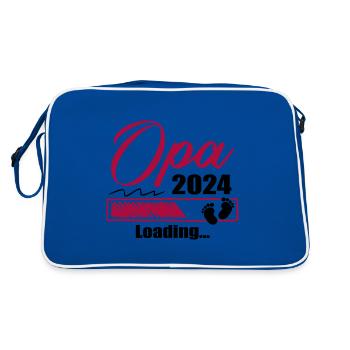 Werdender Opa 2024 Opa loading Geschenk Männer - Retro Tasche - Blau/Weiß - Hinten