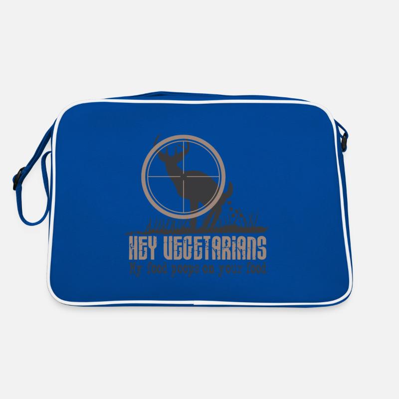 Jäger Vegetarier Hirsch Mein essen kackt auf deins - Retro Tasche - Blau/Weiß