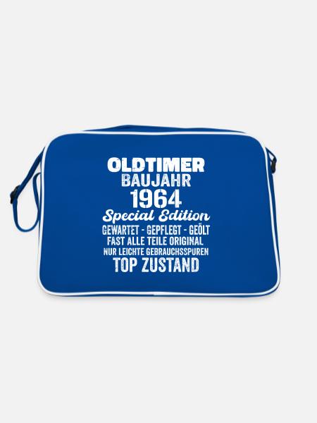 Original 1964 Jahrgang Vintage Geburtstag Retro - Retro Tasche - Blau/Weiß