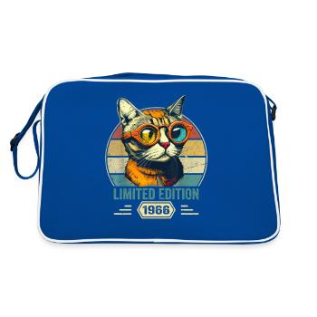 Awesome since 1966 Katze Geburtstag Geschenk - Retro Tasche - Blau/Weiß - Hinten