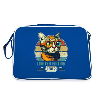 Awesome since 1982 Katze Geburtstag Geschenk - Retro Tasche - Blau/Weiß - Hinten