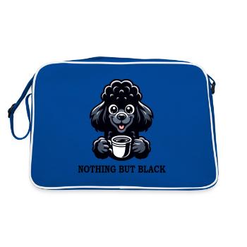 Schwarzer Pudel Kaffee I Love It Black - Retro Tasche - Blau/Weiß - Hinten