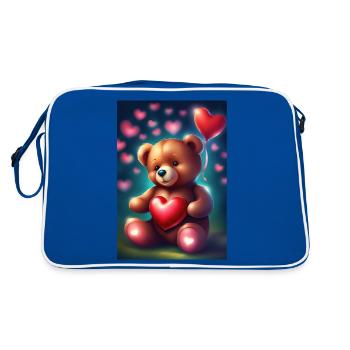 Heart balloons and teddy bear - Retro Bag - blue/white - Back
