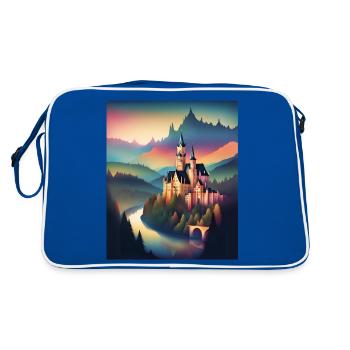 Ein Schloss in Rumänien - Retro Tasche - Blau/Weiß - Hinten
