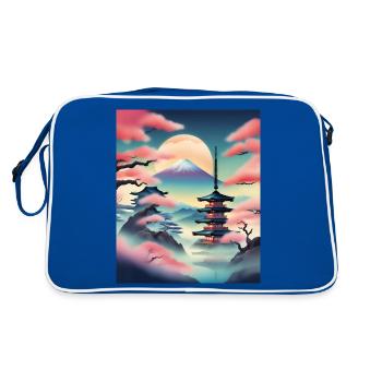 Beautiful japanese view - Retro Bag - blue/white - Back