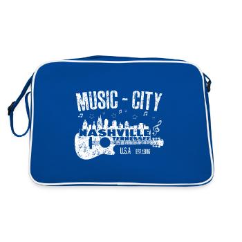 Nashville Tennessee Music City Guitar Silhouette - Retro Tasche - Blau/Weiß - Hinten