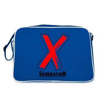 Génération X Lettres/X Symbole Texte Cadeau - Sac Retro - bleu/blanc - Dos
