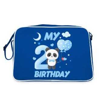 Deuxième anniversaire des enfants Garçons Panda Cadeau - Sac Retro - bleu/blanc - Dos