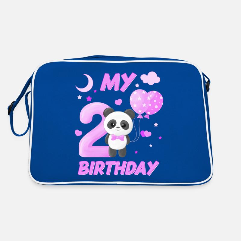 Zweiter Kinder Geburtstag Mädchen Panda Geschenk Retro Tasche