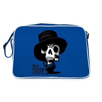 Skull Fiction Totenkopf Schädel - Retro Tasche - Blau/Weiß - Hinten