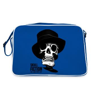 Totenkopf Skull Fiction Totenschädel - Retro Tasche - Blau/Weiß - Hinten