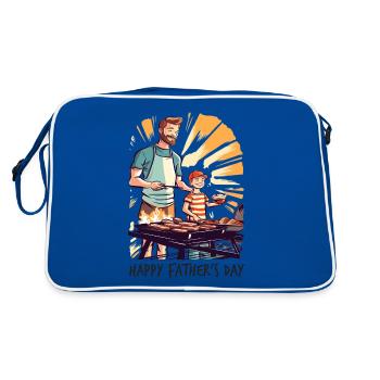 Father and Son Crickets Father's Day Gift - Retro Bag - blue/white - Back