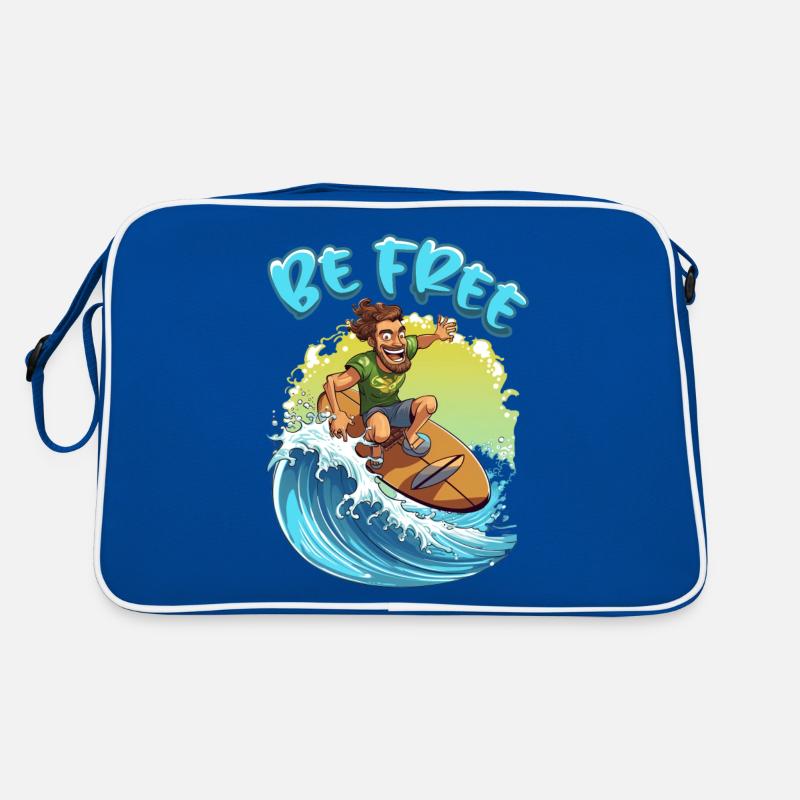 Lustiger Hippie mit einem Surfbrett - Surfer Retro Tasche