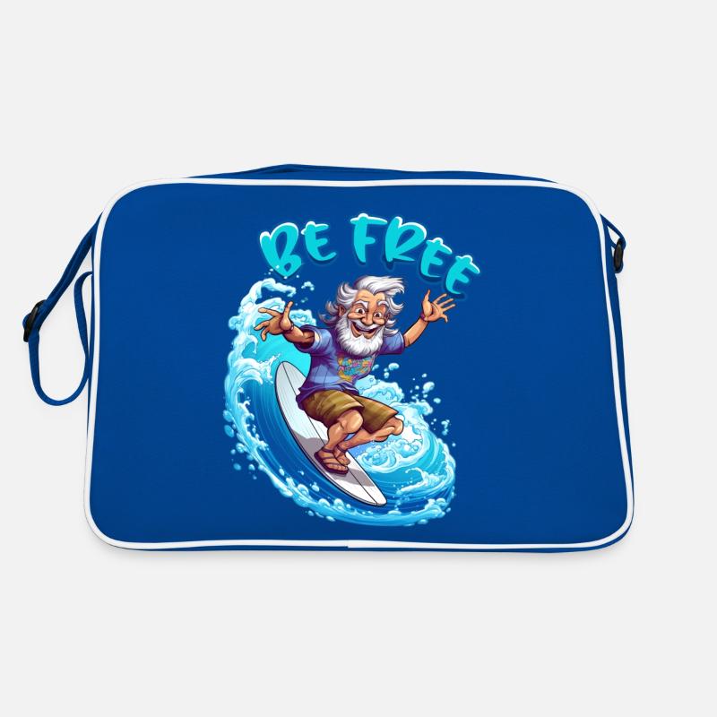 Lustiger Hippie mit einem Surfbrett - Surfer Retro Tasche