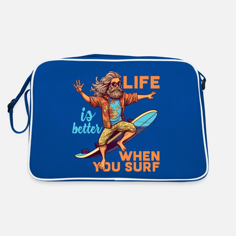 Cool hippie avec planche de surf - cadeau surfeur Sac Retro