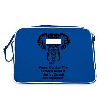 Elefant Lustiger Spruch Witzige Geschenkidee - Retro Tasche - Blau/Weiß - Hinten