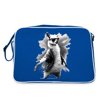 Dancing Llama Llamas Alpaca Animal Gift Idea - Retro Bag - blue/white - Back