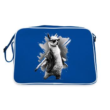 Dancing Llama Llamas Alpaca Animal Gift Idea - Retro Bag - blue/white - Back
