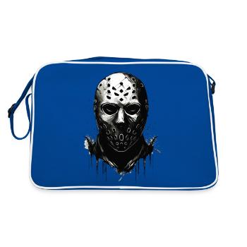 Masque effrayant de gardien de but de hockey sur glace d’Halloween - Sac Retro - bleu/blanc - Dos
