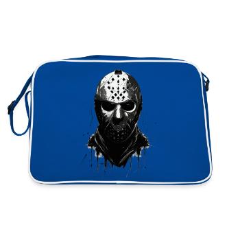 Masque effrayant de gardien de but de hockey sur glace d’Halloween - Sac Retro - bleu/blanc - Dos