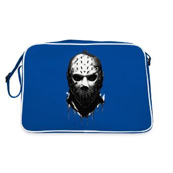 Masque effrayant de gardien de but de hockey sur glace d’Halloween - Sac Retro - bleu/blanc - Dos