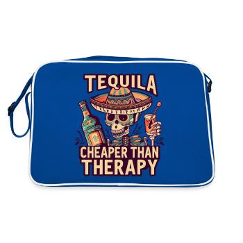 Drôle de dicton: La tequila est moins chère que la thérapie - Sac Retro - bleu/blanc - Dos