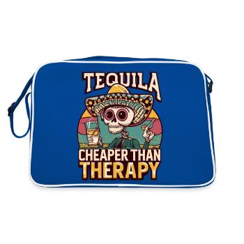 Funny saying: Tequila is Cheaper Than Therapy - Retro Bag - blue/white - Back