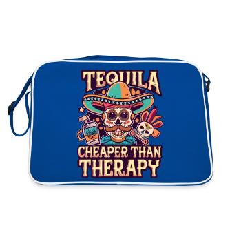 Tequila is Cheaper Than Therapy Lustiger Spruch - Retro Bag - blue/white - Back