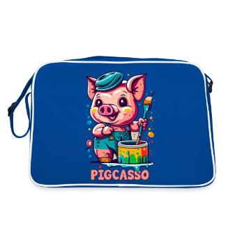 Pigcasso drôle cochon peintre amateur d’art - Sac Retro - bleu/blanc - Dos